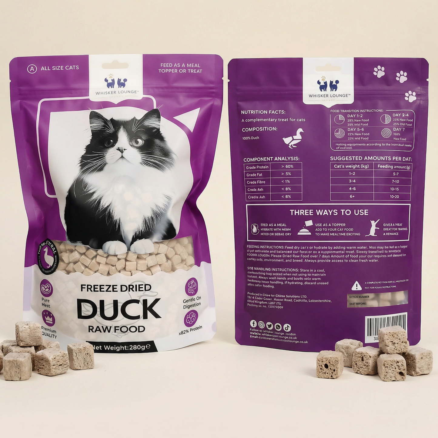 Freeze Dried Cat Food UK | Chicken & Duck High Protein Grain Free Treats