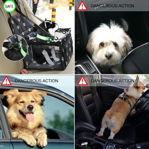Dog car booster seat adjustable straps installation