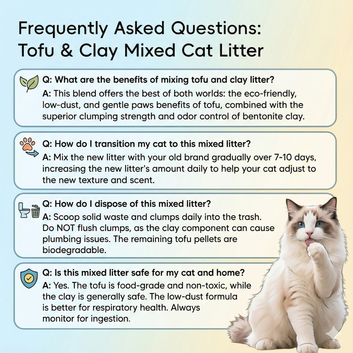 Tofu Clumping Cat Litter – Bentonite Blend, Dust-Free