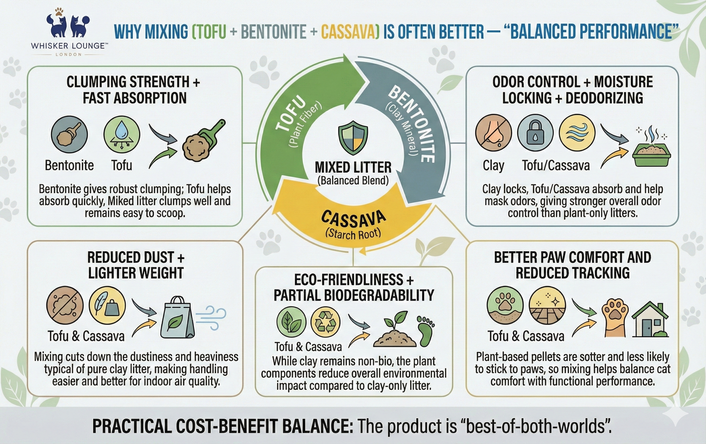 Tofu Bentonite Clay Cassava Mixed Clumping Cat Litter 2.3Kg