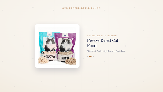Whisker Lounge London freeze dried pet treats range - brand promo