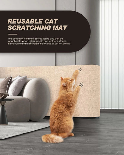 Cat using scratch mat on furniture