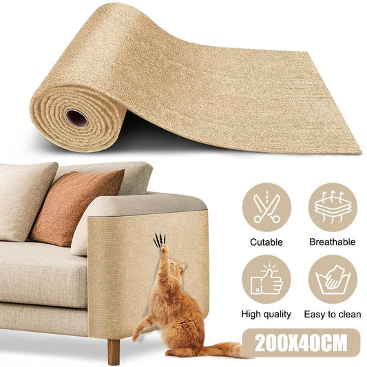 Cat scratching mat applied on sofa arm