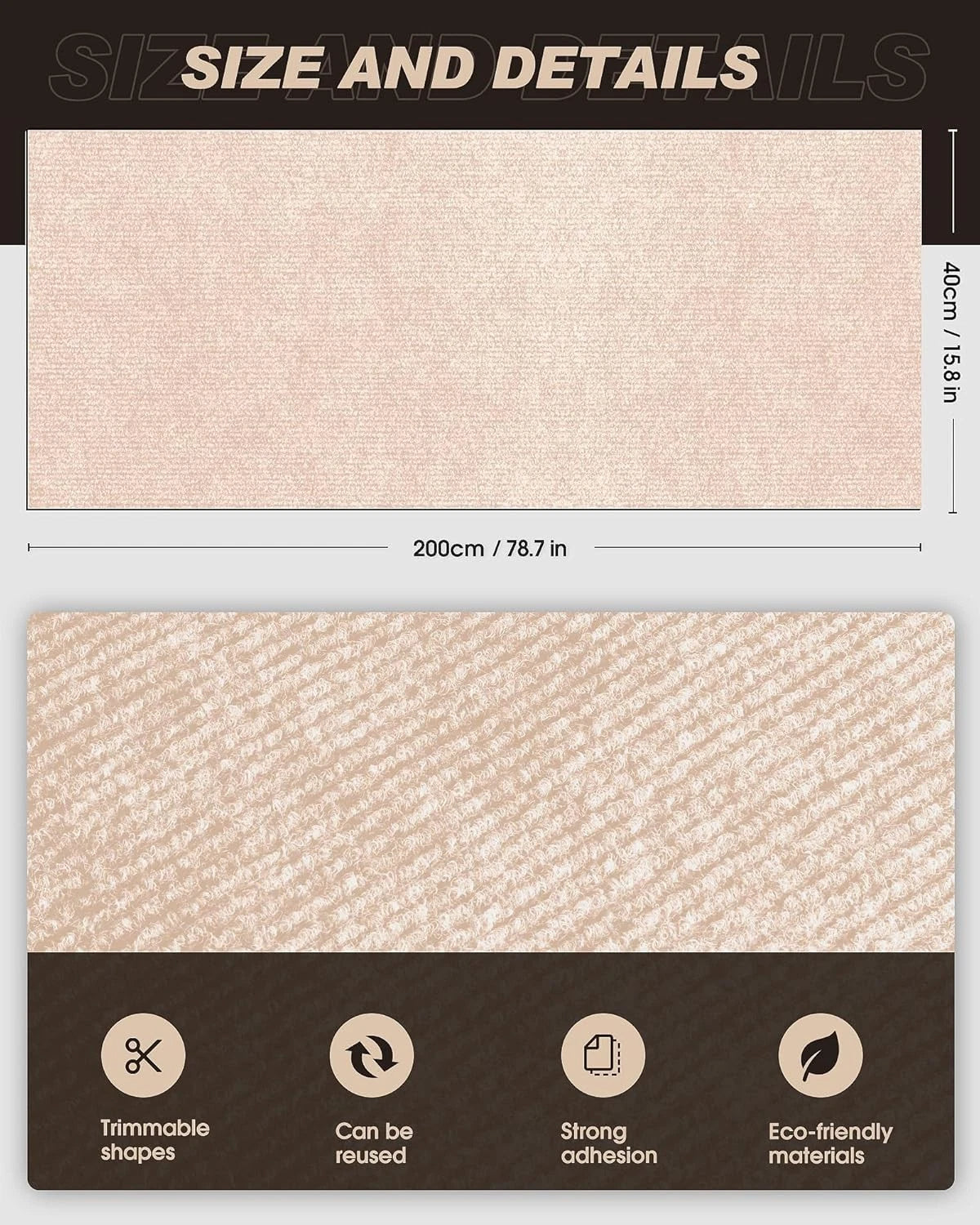 Self-adhesive cat scratch pad close-up texture